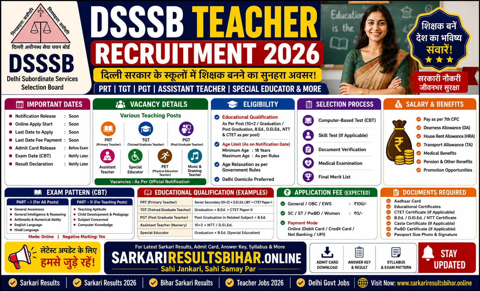 dsssb teacher recruitment 2026