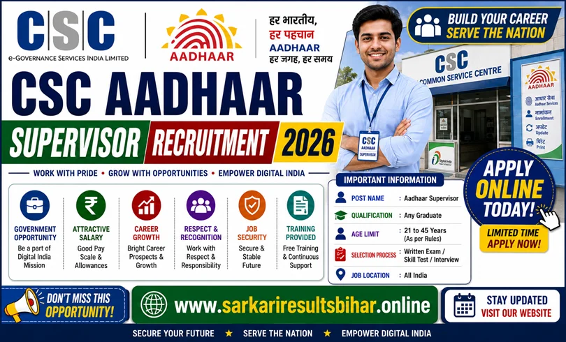 csc aadhaar recruitment 2026 apply online